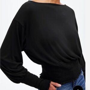 Madewell Black Boatneck Long Sleeve Top